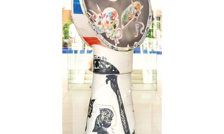 Ceramic art at the entrance of the Estrel Berlin